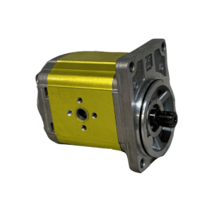 Yellow hydraulic gear pump with splined shaft