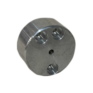 Machined aluminum cylinder with three holes