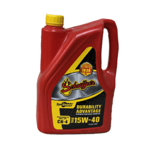 Red Schaeffer's 15W-40 engine oil jug