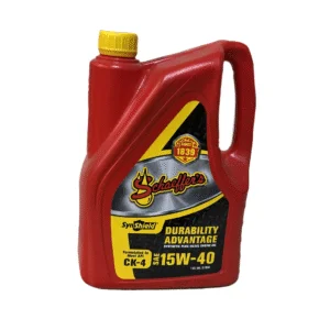 Red Schaeffer's 15W-40 engine oil jug