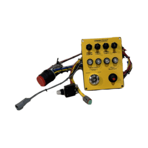 Yellow electrical control panel with wiring