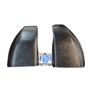 Pair of black car mirror caps with batteries