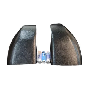 Pair of black car mirror caps with batteries