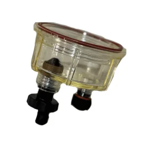 clear plastic filter bowl with two fittings