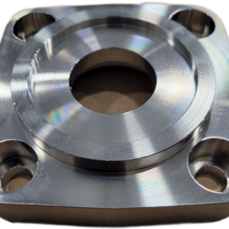 Polished machined metal flange with central hole