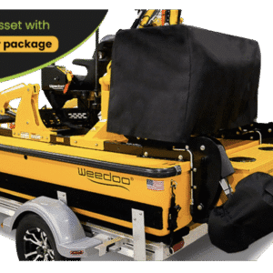 Yellow Weedoo machine on trailer with covers