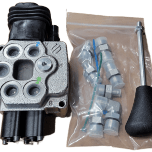 Hydraulic valve assembly with fittings and tool