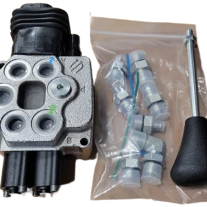 Hydraulic valve assembly with fittings and tool