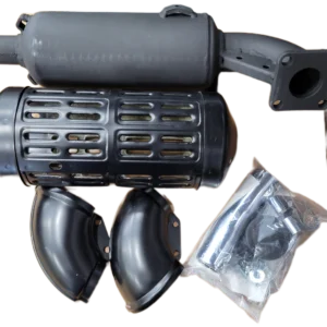 Motorcycle exhaust muffler with heat shields